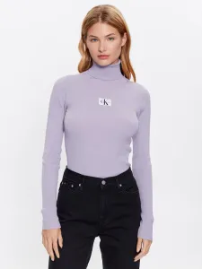 Svetr Calvin Klein Jeans dámský, fialová barva, s golfem
