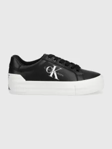 Kožené sneakers boty Calvin Klein Jeans VULC FLATFORM BOLD LTH černá barva, YW0YW00821