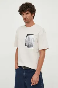 Bavlněné tričko Calvin Klein béžová barva, s potiskem #5964295