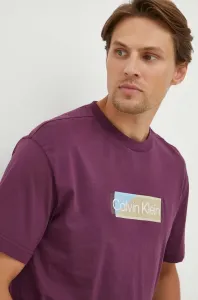 Bavlněné tričko Calvin Klein fialová barva, s potiskem #6088213