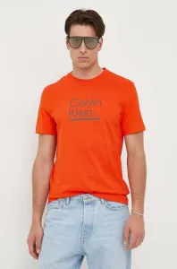 Bavlněné tričko Calvin Klein oranžová barva, s potiskem #5408633