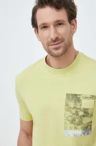 Bavlněné tričko Calvin Klein žlutá barva, s potiskem #5046243