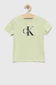 Dětské bavlněné tričko Calvin Klein Jeans zelená barva, s potiskem #3714608