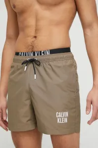 Plavkové šortky Calvin Klein hnědá barva