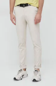 Kalhoty Calvin Klein pánské, béžová barva, přiléhavé #6187942