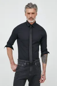 Košile Calvin Klein pánská, černá barva, slim, s klasickým límcem #6133173