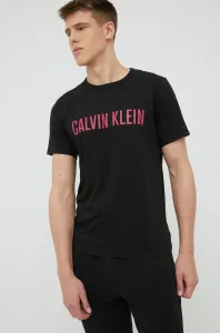 Bavlněné pyžamové tričko Calvin Klein Underwear černá barva, s potiskem #1687351