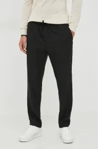 Vlněné kalhoty Calvin Klein černá barva, přiléhavé