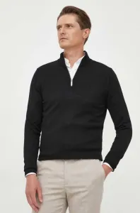 Vlněný svetr Calvin Klein pánský, černá barva, lehký, s golfem #5625716