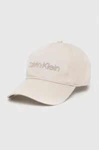 Bavlněná baseballová čepice Calvin Klein šedá barva, s aplikací #4950670