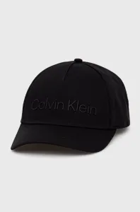 Bavlněná čepice Calvin Klein černá barva, s aplikací