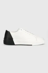 Kožené sneakers boty Calvin Klein LOW LACE UP LTH MONO bílá barva, HM0HM01236 #5678103