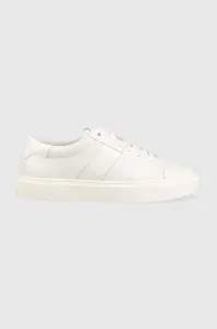 Kožené sneakers boty Calvin Klein LOW TOP LACE UP LTH bílá barva, HM0HM01055