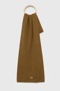 Šátek se směsí kašmíru Calvin Klein hnědá barva, hladký
