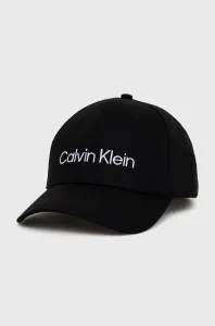 Bavlněná čepice Calvin Klein černá barva, s aplikací #1687673