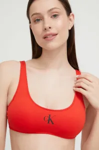 Plavková podprsenka Calvin Klein červená barva, mírně vyztužený košík