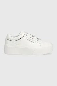 Sneakers boty Calvin Klein Jeans YW0YW00868 FLATFORM+ LOW BRANDED LACES bílá barva #3975926