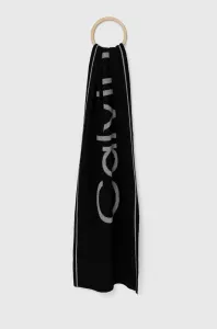 Šátek z vlněné směsi Calvin Klein černá barva, vzorovaný #2834335