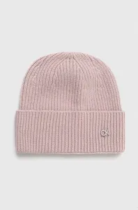 Čepice s příměsí kašmíru Calvin Klein růžová barva, z tenké pleteniny #5476332