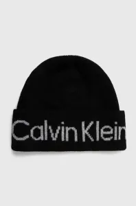Čepice z vlněné směsi Calvin Klein černá barva #5476621