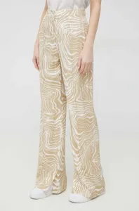 Kalhoty Calvin Klein dámské, béžová barva, široké, high waist #5862217