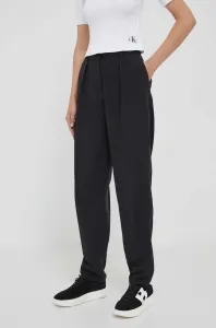 Kalhoty Calvin Klein dámské, černá barva, jednoduché, high waist #6056082