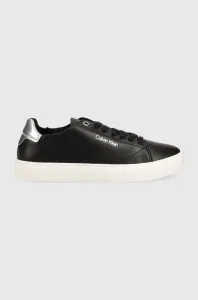 Kožené sneakers boty Calvin Klein Cupsole Unlined Lace Up černá barva
