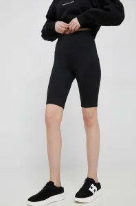 Kraťasy Calvin Klein dámské, černá barva, hladké, medium waist #4866520