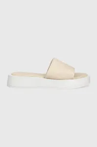 Pantofle Calvin Klein dámské, béžová barva, na platformě #4820772