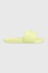 Pantofle Calvin Klein POOL SLIDE W/HW dámské, zelená barva, na platformě, HW0HW01509 #5009335