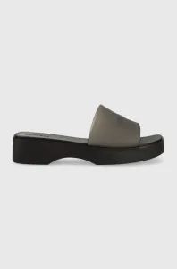 Pantofle Calvin Klein WEDGE SLIDE - TRANSP dámské, černá barva, na platformě, HW0HW01514 #5271985