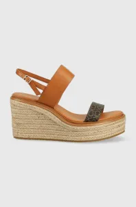 Sandály Calvin Klein dámské, hnědá barva, na klínku #4884626