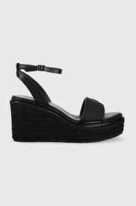 Sandály Calvin Klein WEDGE 50HH W/HW - JQ dámské, černá barva, na klínku, HW0HW01490 #5160770