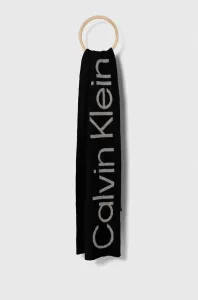 Šátek z vlněné směsi Calvin Klein černá barva, vzorovaný #5687529