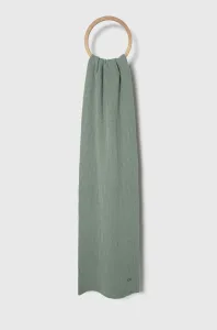 Šátek z vlněné směsi Calvin Klein zelená barva, hladký