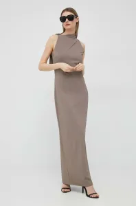 Šaty Calvin Klein hnědá barva, maxi