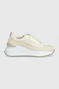 Sneakers boty Calvin Klein INTERN WEDGE LACE UP - EPI MONO béžová barva, HW0HW01663