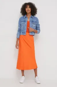 Sukně Calvin Klein oranžová barva, midi, áčková