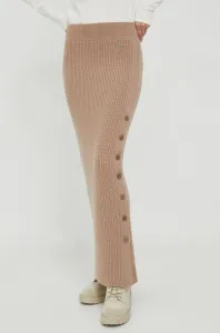 Vlněná sukně Calvin Klein béžová barva, maxi, pouzdrová