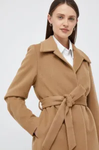 Vlněný kabát Calvin Klein hnědá barva,