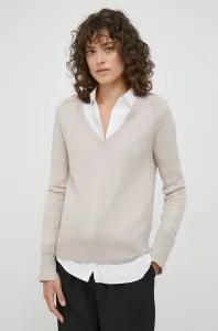 Vlněný svetr Calvin Klein dámský, béžová barva, lehký #6114255