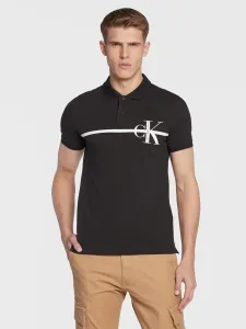 Bavlněné polo tričko Calvin Klein Jeans černá barva, s potiskem #3995019