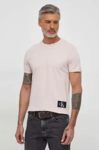 Bavlněné tričko Calvin Klein Jeans hnědá barva, s aplikací #6144147