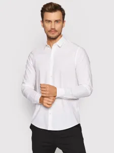 Košile Calvin Klein Jeans pánská, bílá barva, slim, s klasickým límcem #1875454