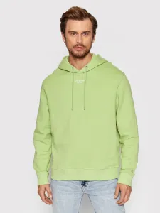 Mikina Calvin Klein Jeans pánská, zelená barva, s kapucí, s potiskem