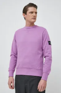 Bavlněná mikina Calvin Klein Jeans pánská, fialová barva, hladká
