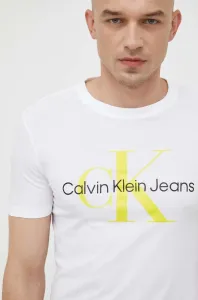 Bavlněné tričko Calvin Klein Jeans bílá barva, s potiskem #5342525