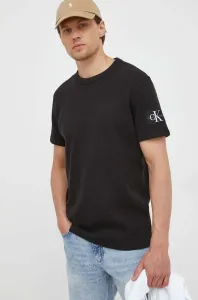 Bavlněné tričko Calvin Klein Jeans černá barva, s aplikací #5342522