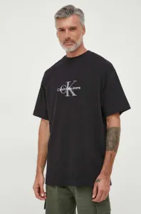 Bavlněné tričko Calvin Klein Jeans černá barva, s aplikací #6048853