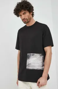 Bavlněné tričko Calvin Klein Jeans černá barva, s potiskem